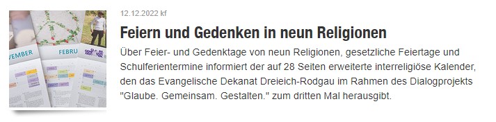 2023 Feiern in neun Religionen